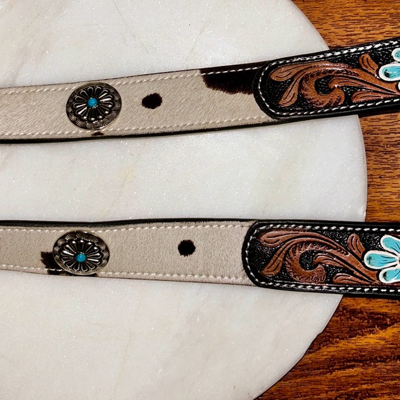 Myra ~ X-Large ~ Multi-Colors Hand Tooled ~ Cowhide Leather & Conchos Belt ~ New - Picture 15 of 15